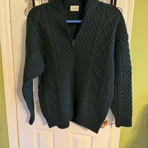Aritzia Dark Green Cable Knit Sweater